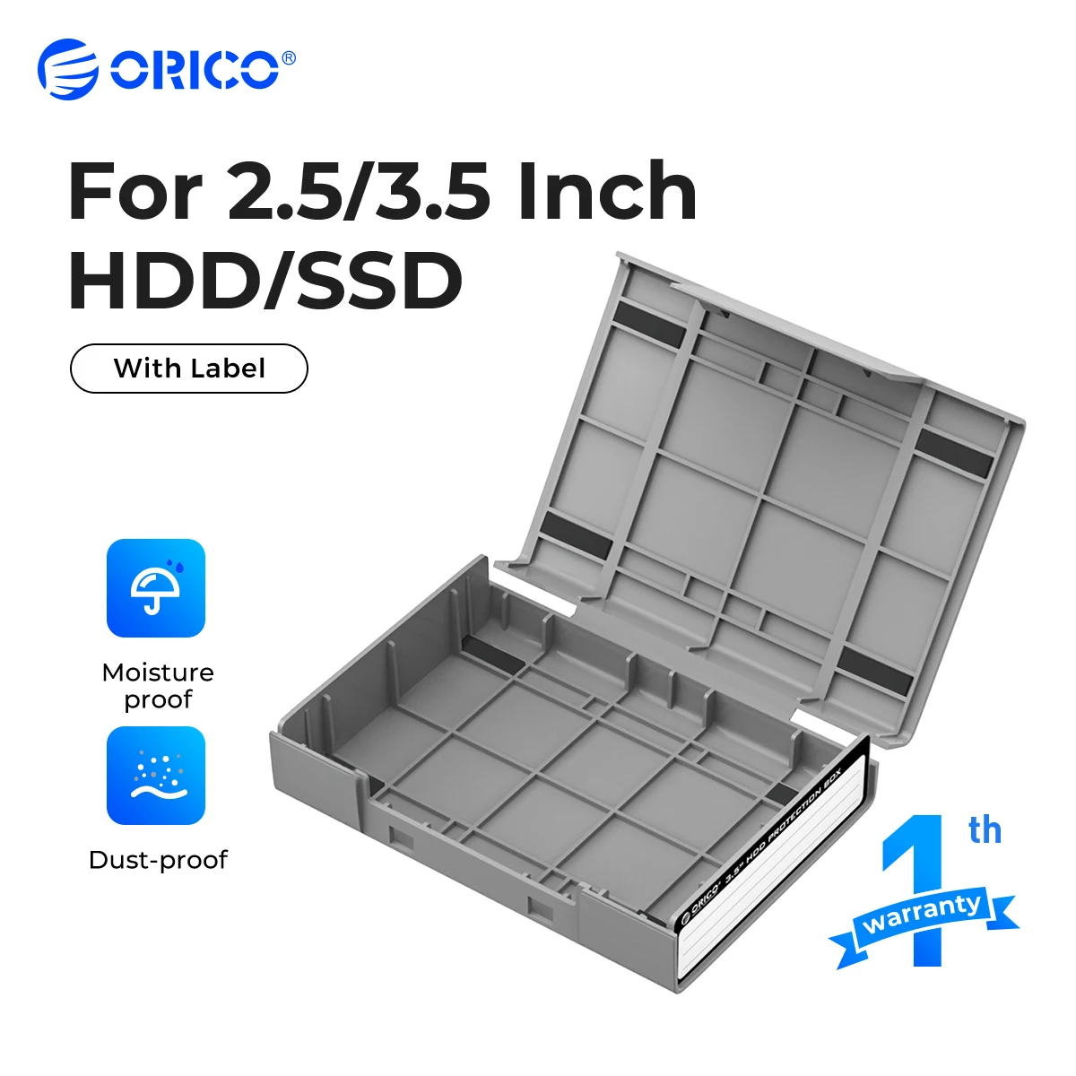 ORICO HDD ProtectIon Box 3.5 Inch External Storage Box For HDD SSD With label Design Moisture-proof