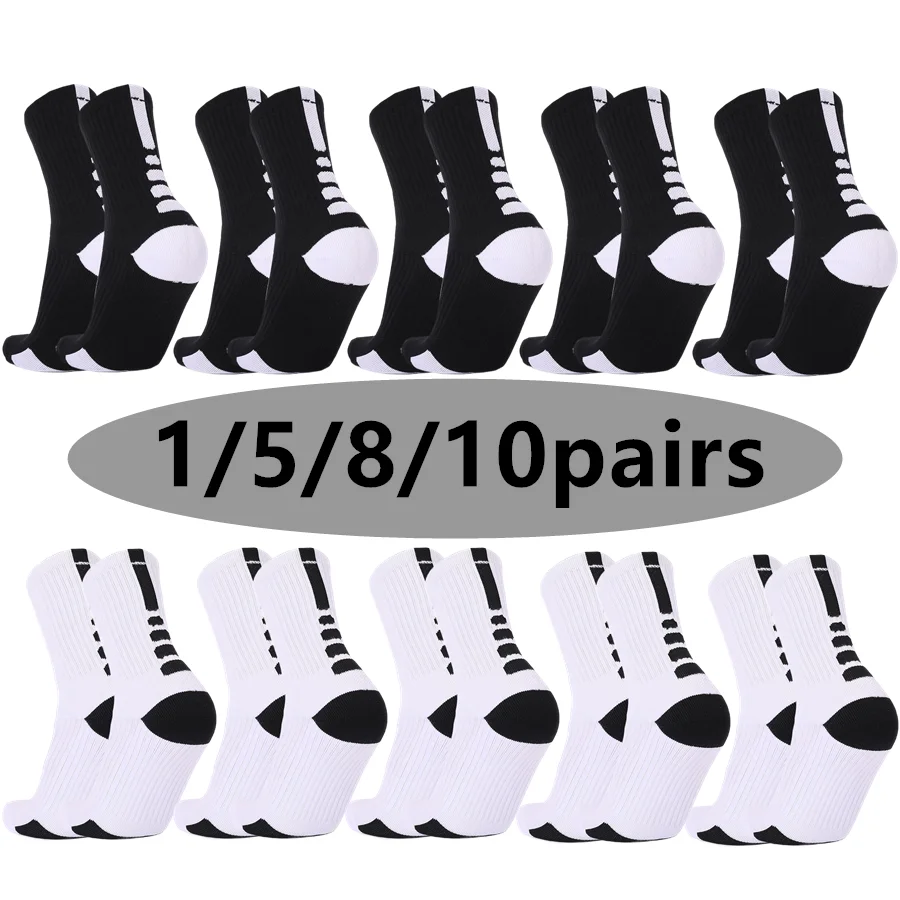 

1/5/8/10pairs mens womens anti slip grip football soccer rugby socks towel bottom breathable shockproof athletic socks