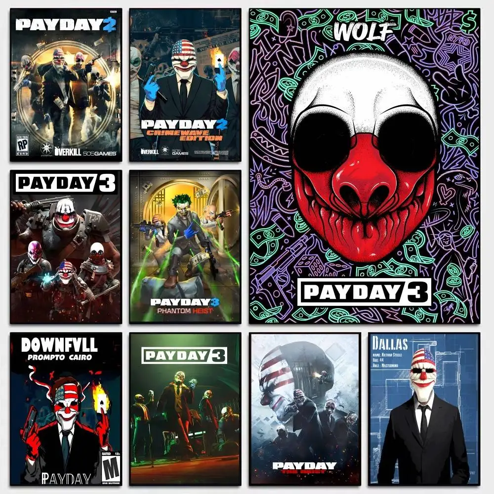 

Game PAYDAY Movie Sticky Posters Vintage Room Home Bar Cafe Decor Room Wall Decor