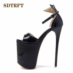 SDTRFT Crossdresser Shoes Woman Plus:34-42 43 Summer Ladies Platforms RED Pumps Sexy 20cm Thin Heels Sandals US14 15 16 Zapatos