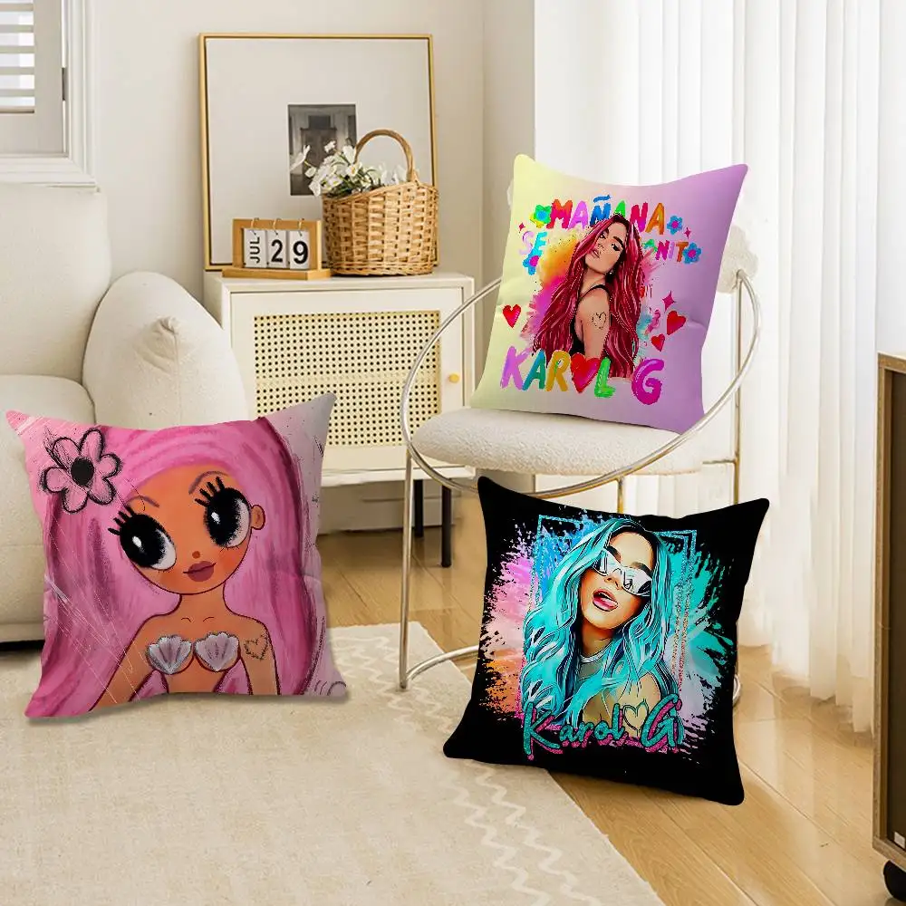 Singer K-Karol G Anime Cushion Cover Pillow Cover Decor Pillowcase Printed Cushion Case for Couch