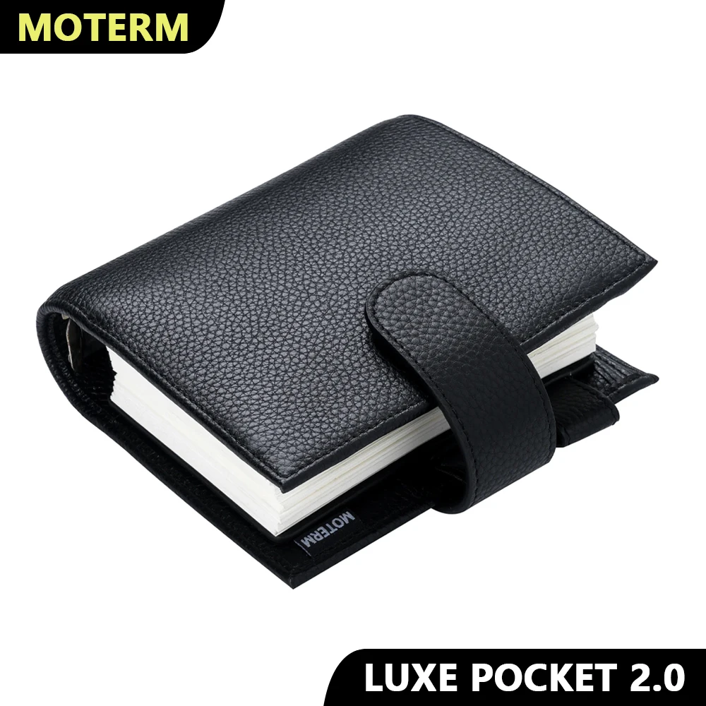 

Moterm Luxe 2.0 Series Pocket Size Planner Pebbled Grain Leather A7 Notebook with 30MM Ring Mini Agenda Organizer Diary Notepad