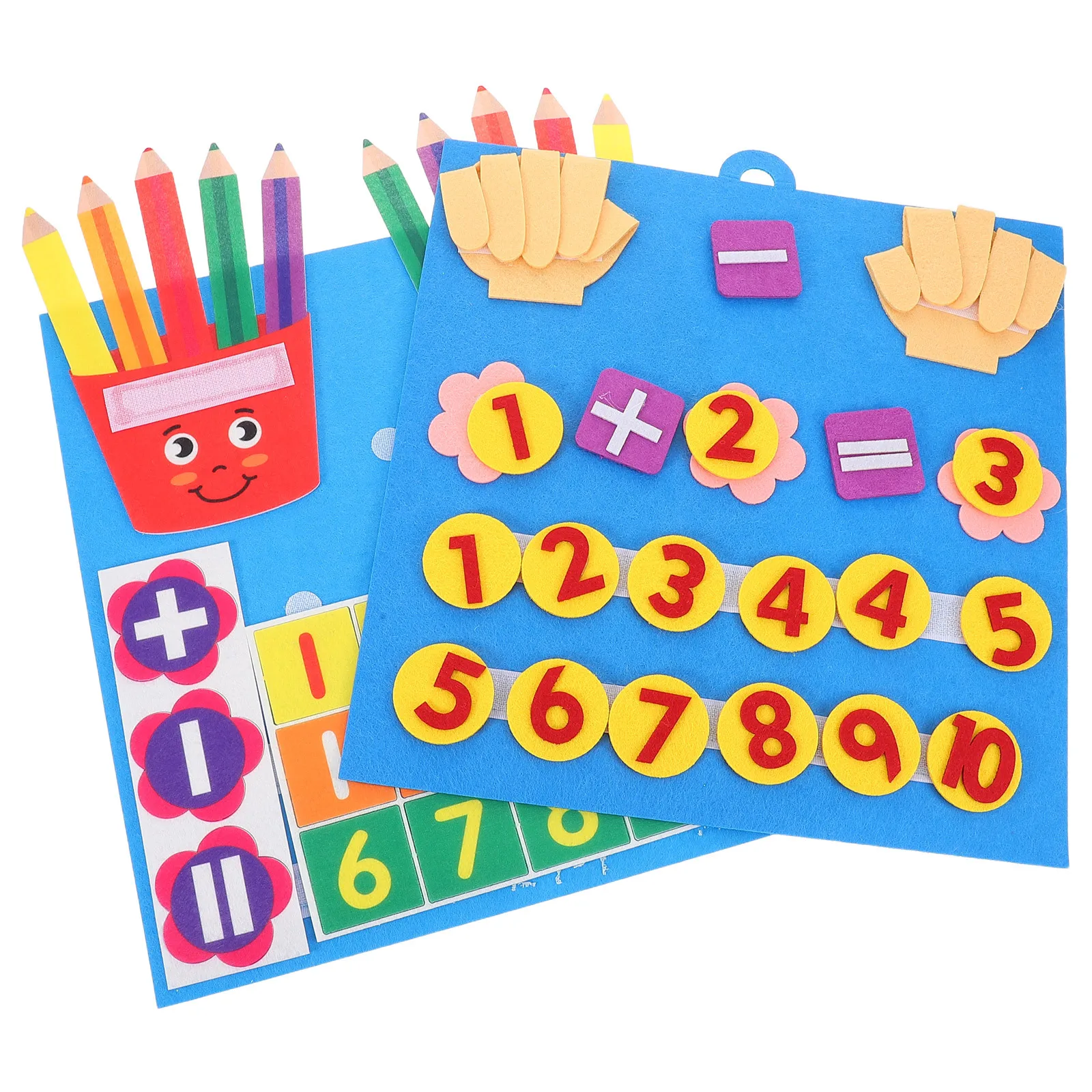 

2Pcs Educational Felt Finger Number Counting Board Early Learning Math Manipulatives Preschool Math Games for Toddlers