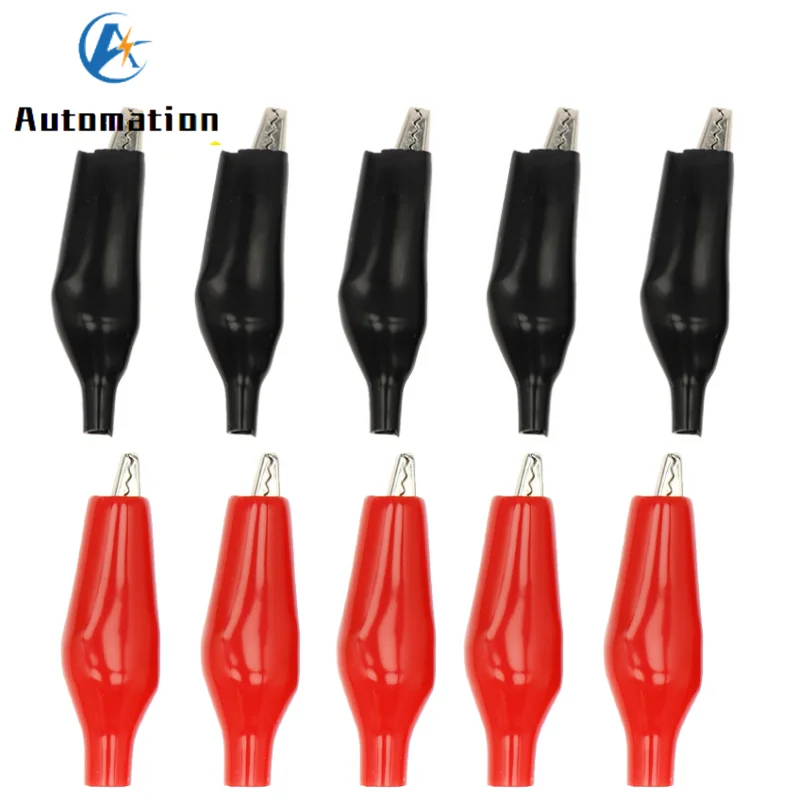 10 Pcs 28MM 35MM 44MM Black Red Soft Plastic Coated Testing Probe Mini Alligator Test Clips