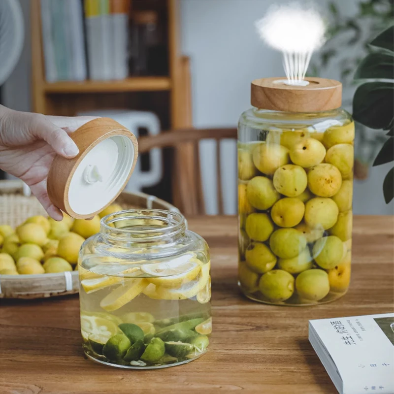 Sealed Glass Storage Jar with One-way Exhaust Homemade Fruit Wine Fermentation Bottle Transparent Glass Empty Bottle Jar