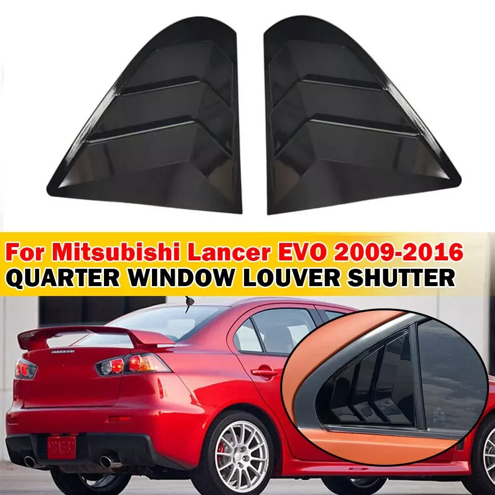 Para Mitsubishi Lancer EX X EVO 2008-2018, cubierta de persiana lateral para ventana trasera de coche, pegatina embellecedora, pala de ventilación, aspecto de carbono ABS