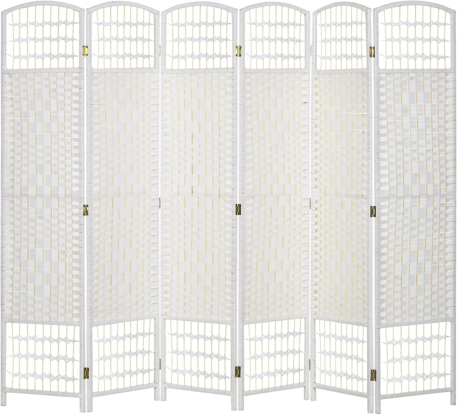 6 Panel Folding Privacy Screen 56 Ft White Wave Fiber Freestanding Room Separator Partition Wall Divider