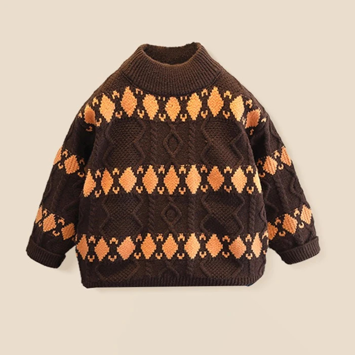 

Внутренняя одежда с цветными блоками, винтажный стильный вязаный свитер, осень-зима, новинка для мальчиков, детская свободная повседневная модная простая одежда