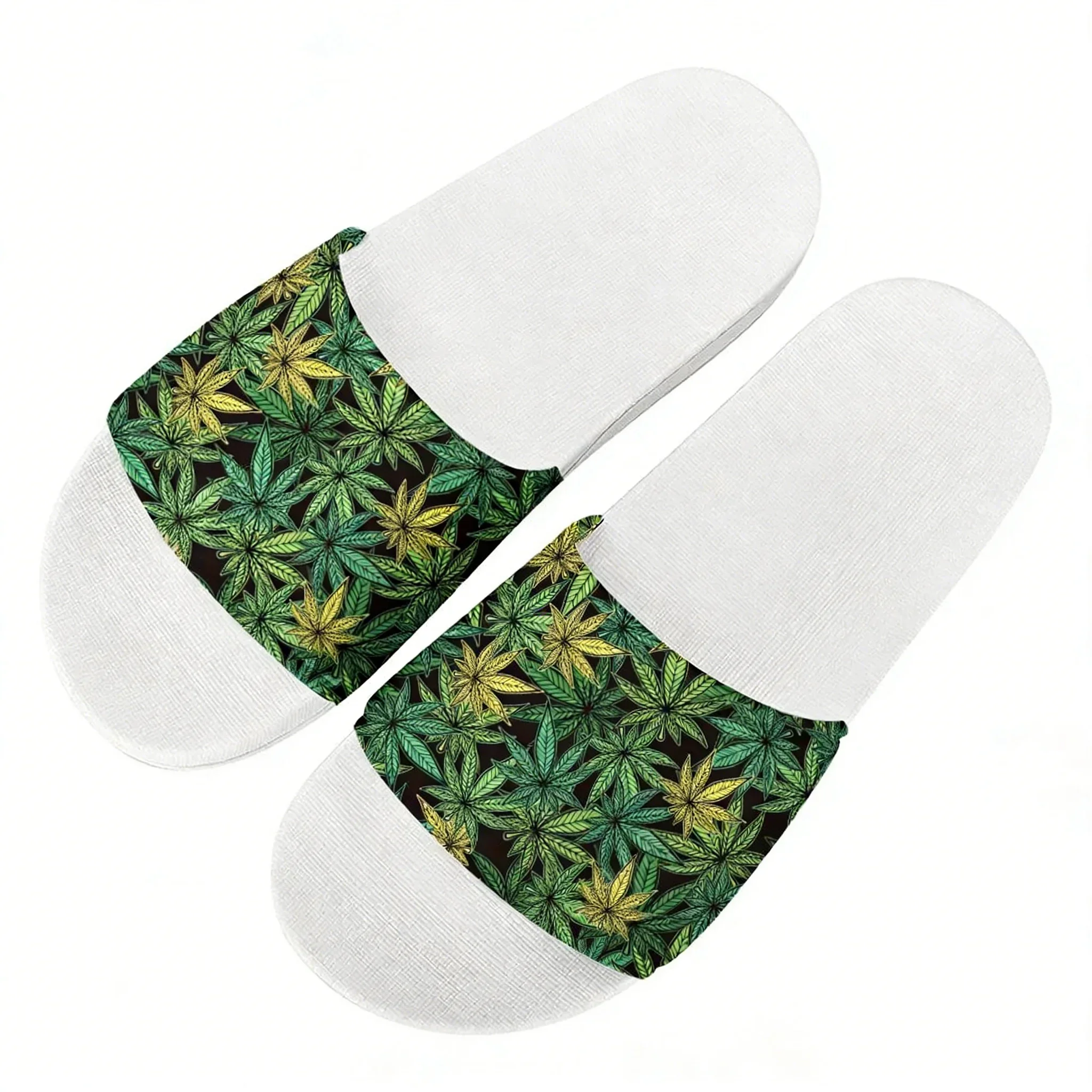 Leaf Weed Rasta Marijuana Red Yellow Green Art Slippers Home Water Shoes Men Women Beach Pool Sandals Custom Summer Slipper