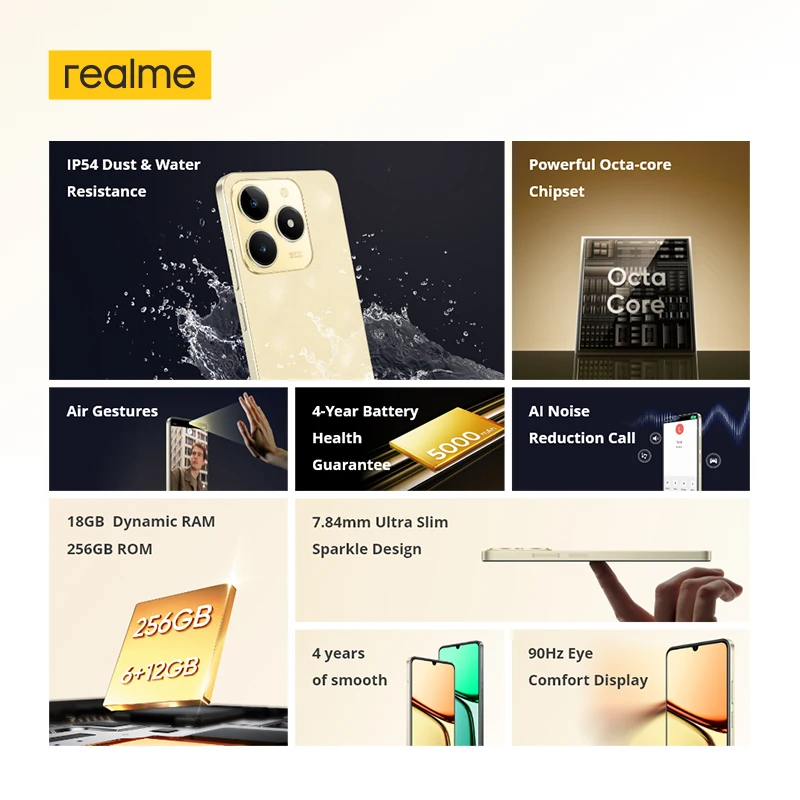 [New Releases] realme C61 Smartphone 5000mAh Battery 45W SUPERVOOC Charge 50MP AI Camera 90Hz Display IP54 AI Engine NFC