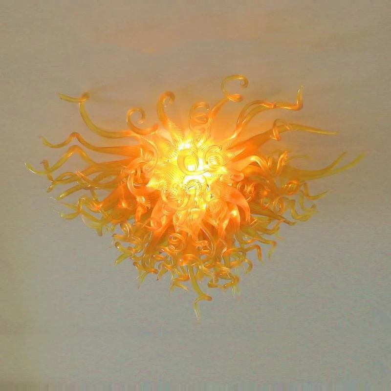 Gold Ceiling Lights LED Hand Blown Art Glass Chandelier Lamp 28 by 16 Inches