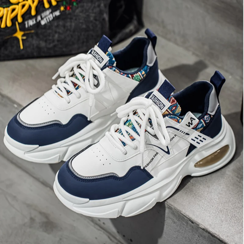 

Мужская четырехсезонная модная и универсальная повседневная спортивная обувь большого размера на толстой подошве, увеличивающая рост на шнуровке