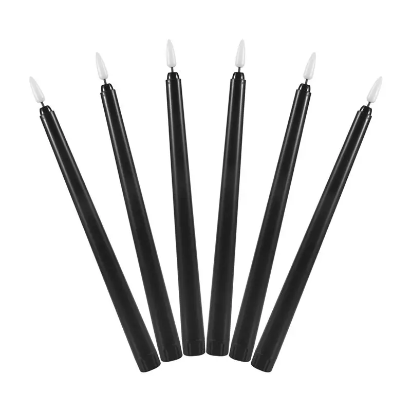 CMHI-Black Cone Flameless Candles 11 Inches (About 27.9 Cm) 6, Battery Powered LED Flash Timing Setting