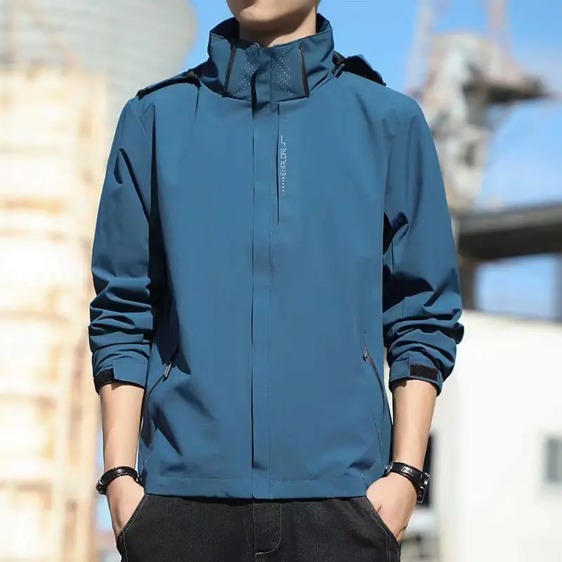 Outdoor Men's Waterproof Raincoat Lightweight Jackets Coat with Hood Hiking Windproof Jacket Climbing Sport Casual Streetwear
