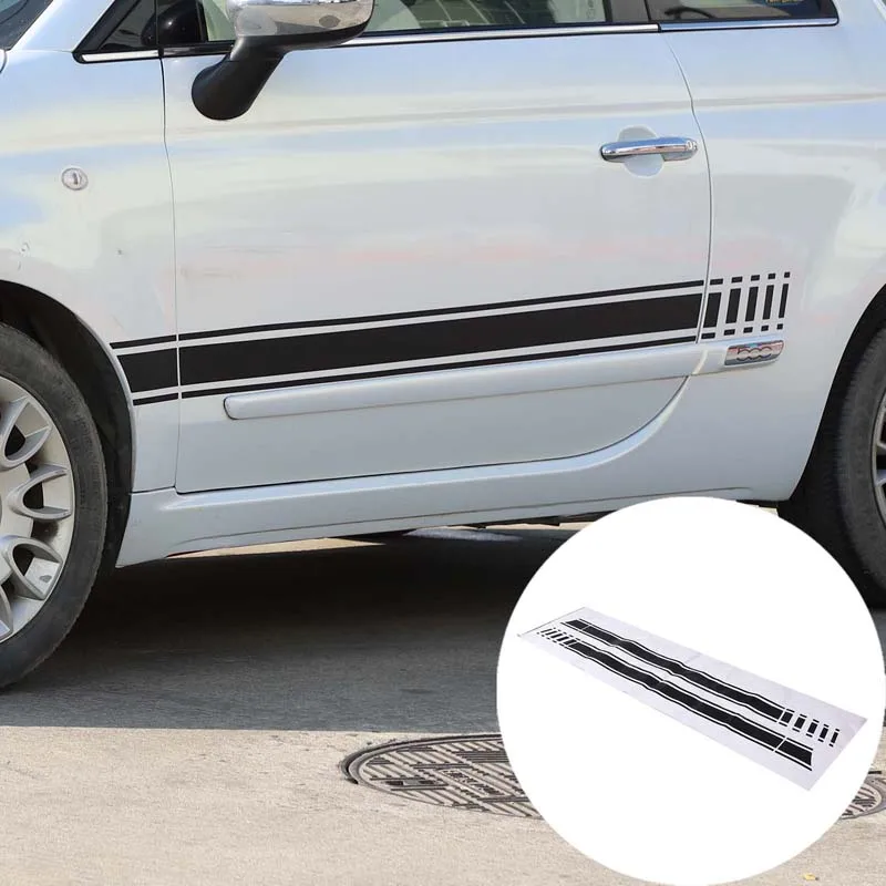 

For Fiat 500 2011-2019 Car Side Sticker Body Door Skirt Stripes Auto DIY Racing Sport Decoration Vinyl Film Styling Accessories