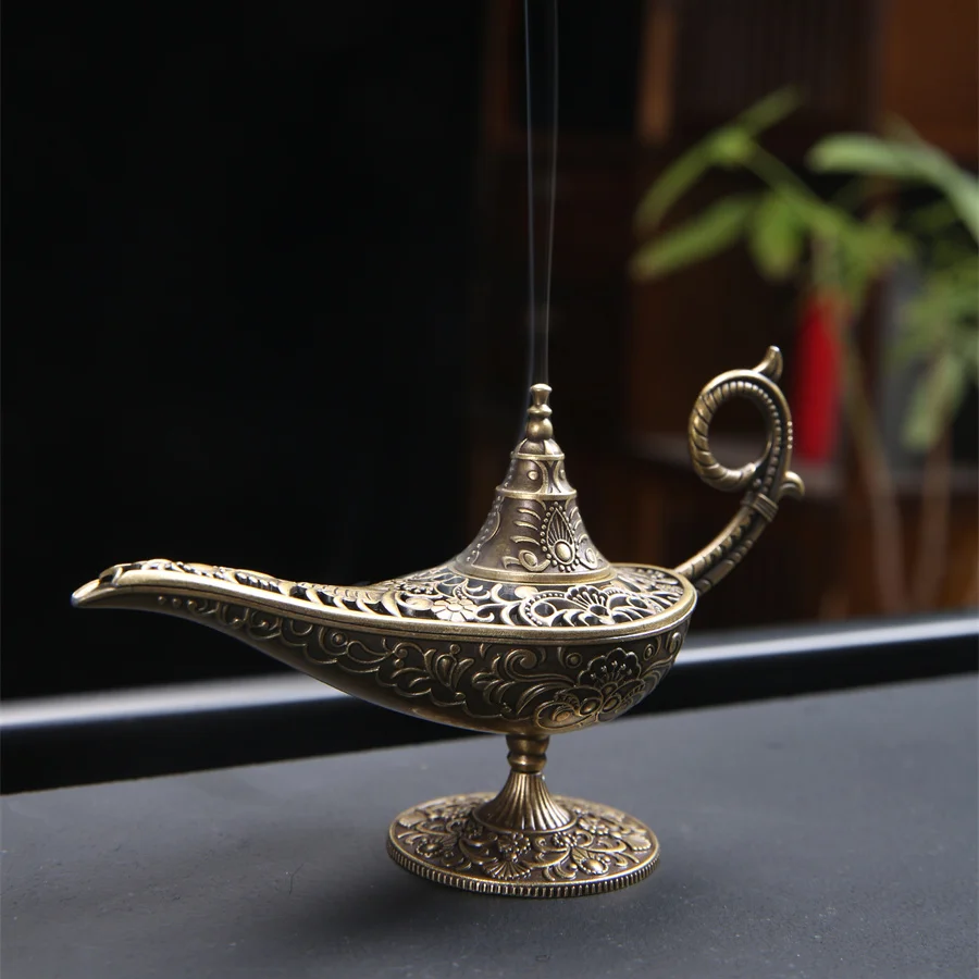 Aladdin God Lamp Alloy Incense Burner Agarwood Incense Purifying Air Indoor Long lasting Aromatherapy