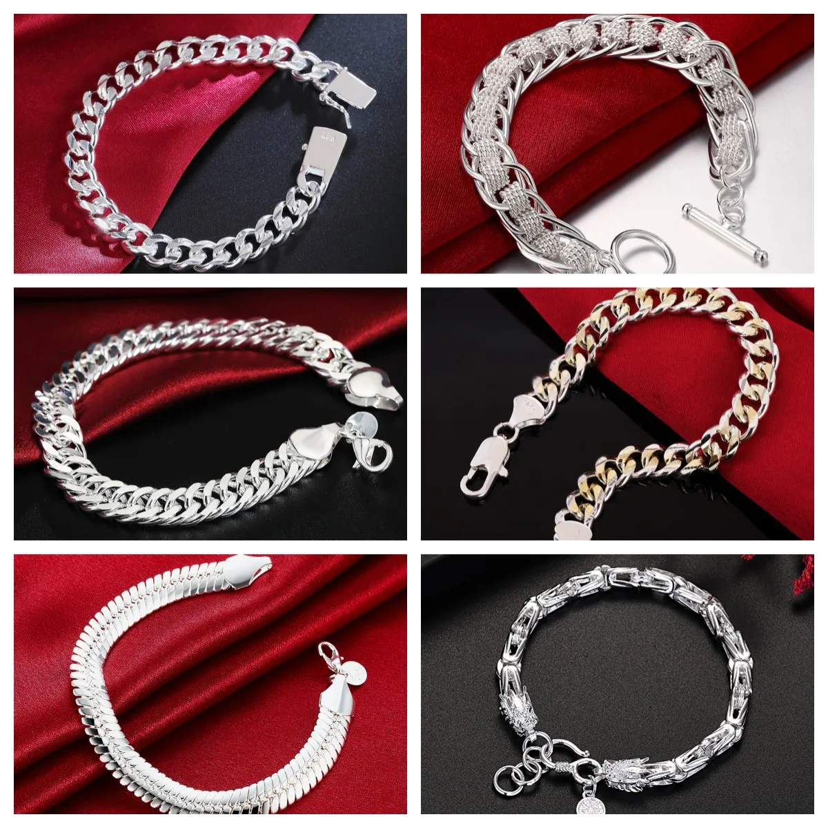 nice 925 Sterling Silver Solid Chain Bracelet For Women Men Charms Party Gift Wedding party Fashion Jewelry hot gift