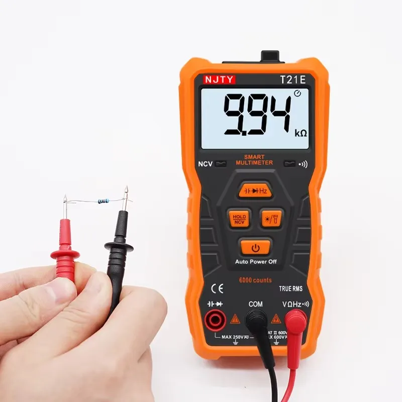 

NJTY T21A T21B T21C T21D T21E Handheld Digital Multimeter 6000 Counts True RMS Auto Range NCV AC DC Voltage Current Meter Tester