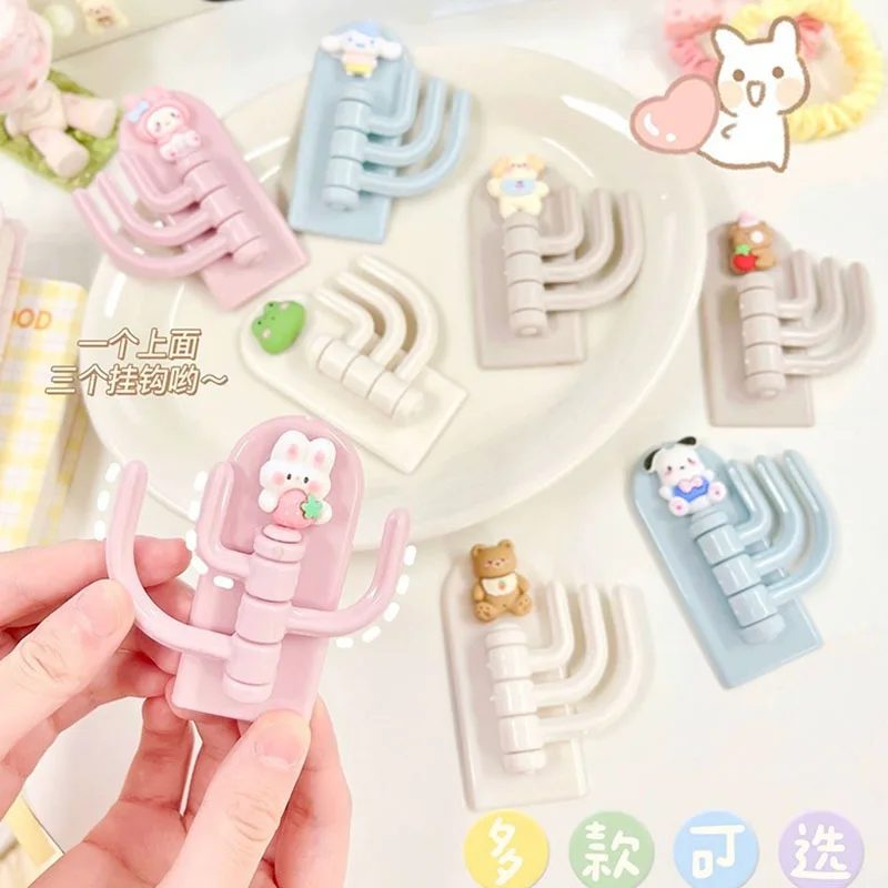 Sanrio Kawaii Melody Sticky Hooks Cartoon Cinnamoroll Clothes-Hook Pochacco Strong Adhesive Hook Bathroom Wall Decorations Gifts