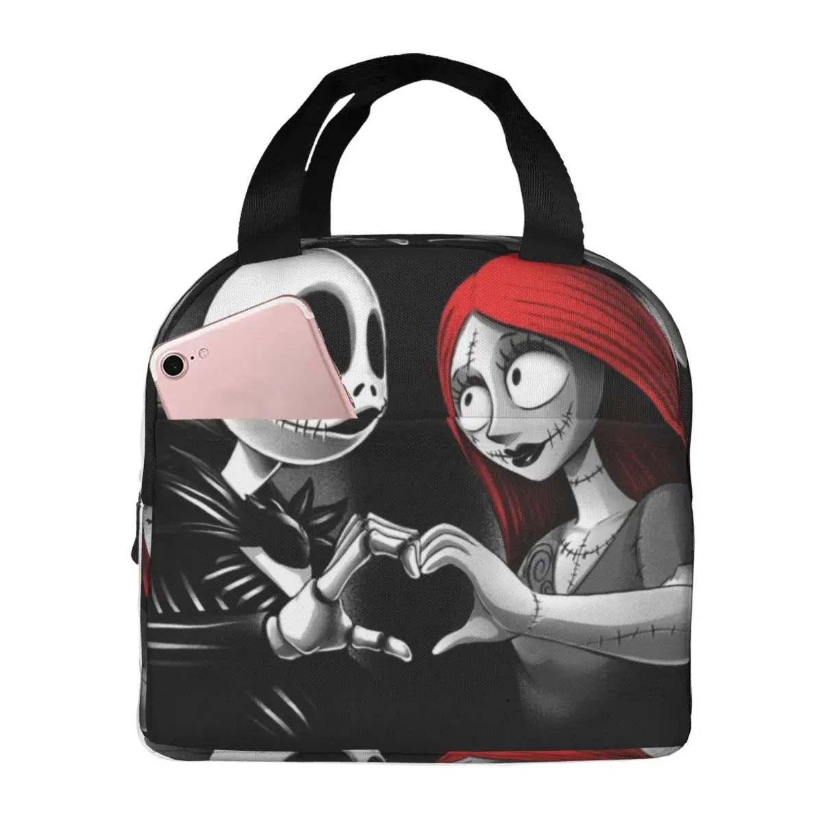 Bolsas térmicas para el almuerzo con diseño de Pesadilla Antes de Navidad para mujer, Jack Skellington y Sally, bolsa portátil para el almuerzo, caja de almacenamiento de alimentos