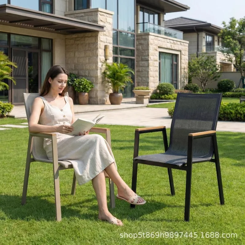 Outdoor Outdoor Table and Chair Courtyard Villa Aluminum Alloy Waterproof Garden Leisure Chair Balcony Indoor Computer Chair Din
