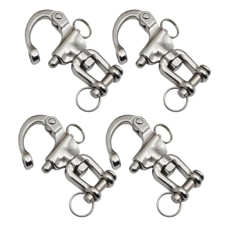 

A80X-Quick Release Clevis Jaw 4PCS 316 Stainless Steel Swivel Snap Shackle For Sailing Halyard, Boat Rigging