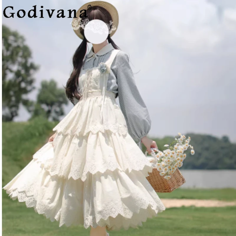

Spring Autumn Vintage French Embroidered Lolita Peter Pan Collar Dress High Waist A-line Long Sleeve Age Reduction Girl Dresses