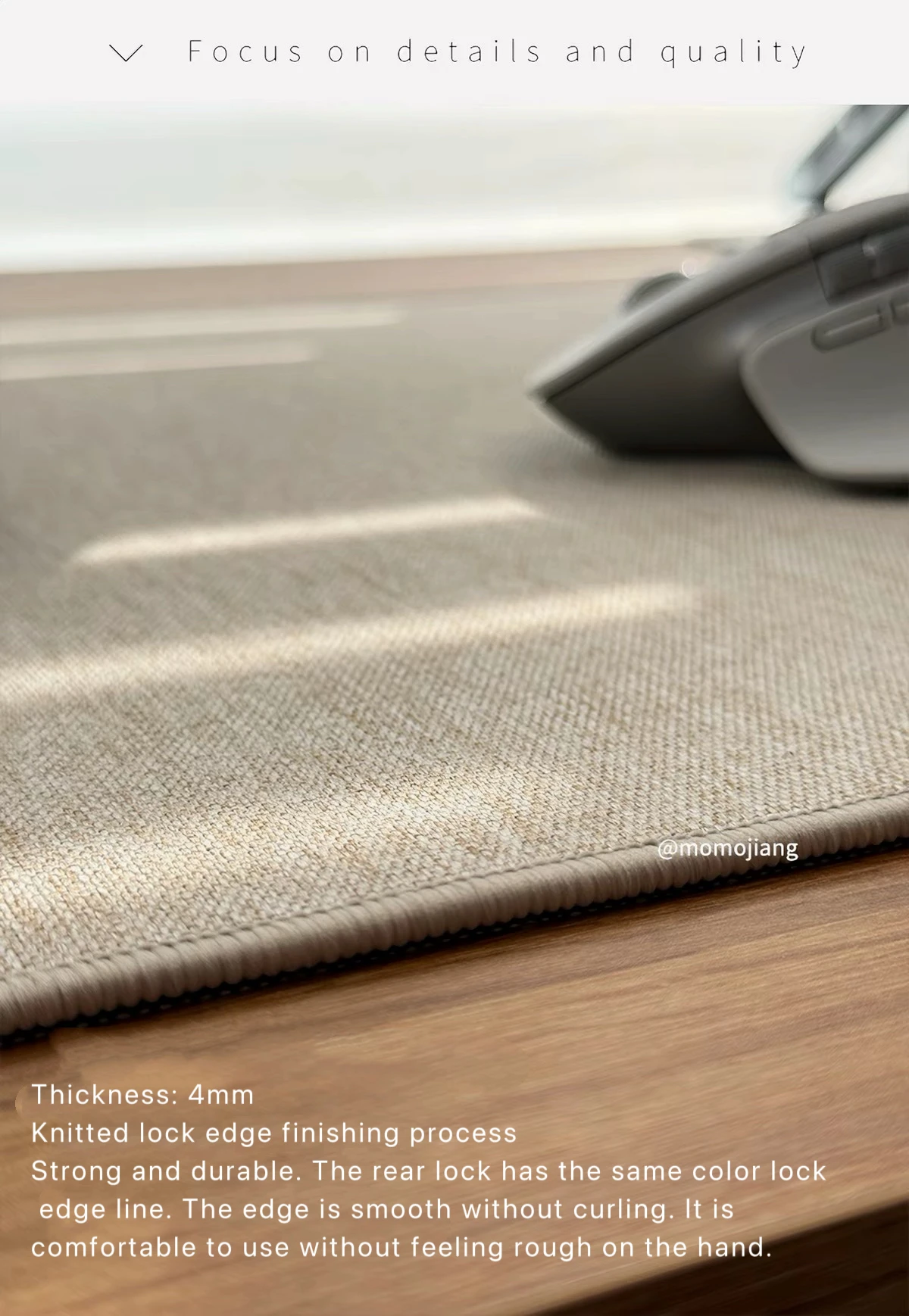 Momojiang Cotton and Linen Fabric Mouse Pad - Extra Large Size - High-Quality Computer Desk Pad - Waterproof.