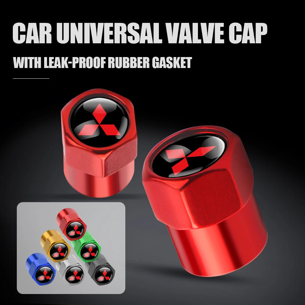 Car Styling 3D metal 4PCS Wheel Tire Valve Stem Caps Cover Accessories for MITSUBISHI Ralliart Competition Outlander ASX AIRTREK