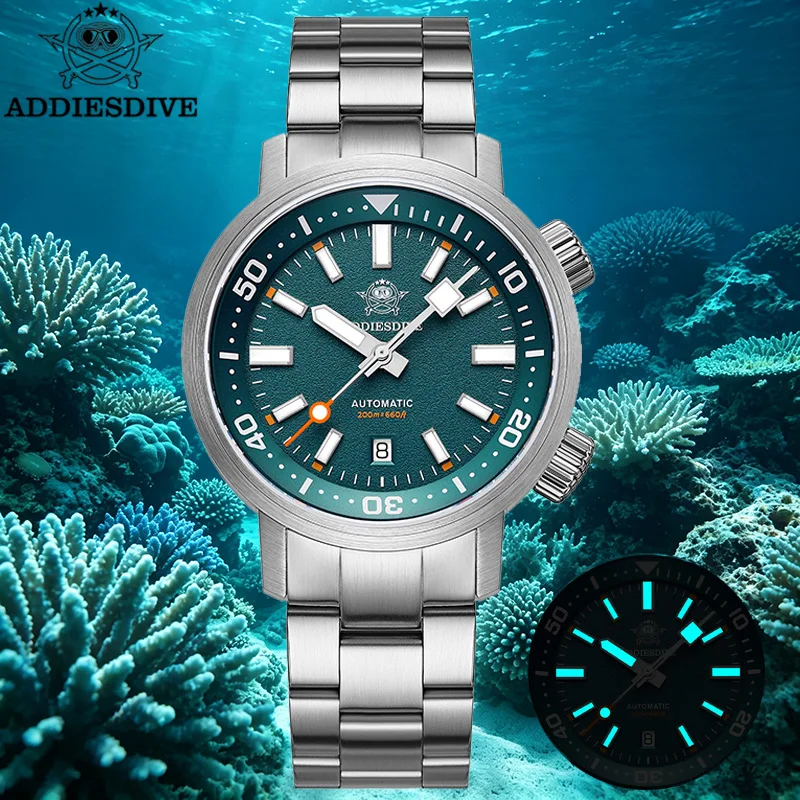 

ADDIESDIVE Men's Automatic Watch Sapphire Crystal 200m Waterproof Dive Watches AD2541 Super Luminous Calendar Luxury Wristwatch