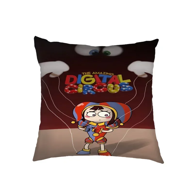 The Amazing Digital Circus Pomni Christmas Square federa cuscino in peluche federa Anime Home Bedroom Decoration regalo per bambini