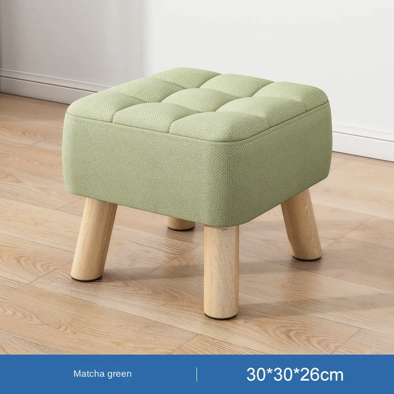 Small Shoes Changing Stool Living Room Simple Fabric Low Stools Repose-pieds Footstool Soft Bag Footrest Stool With Wood Legs