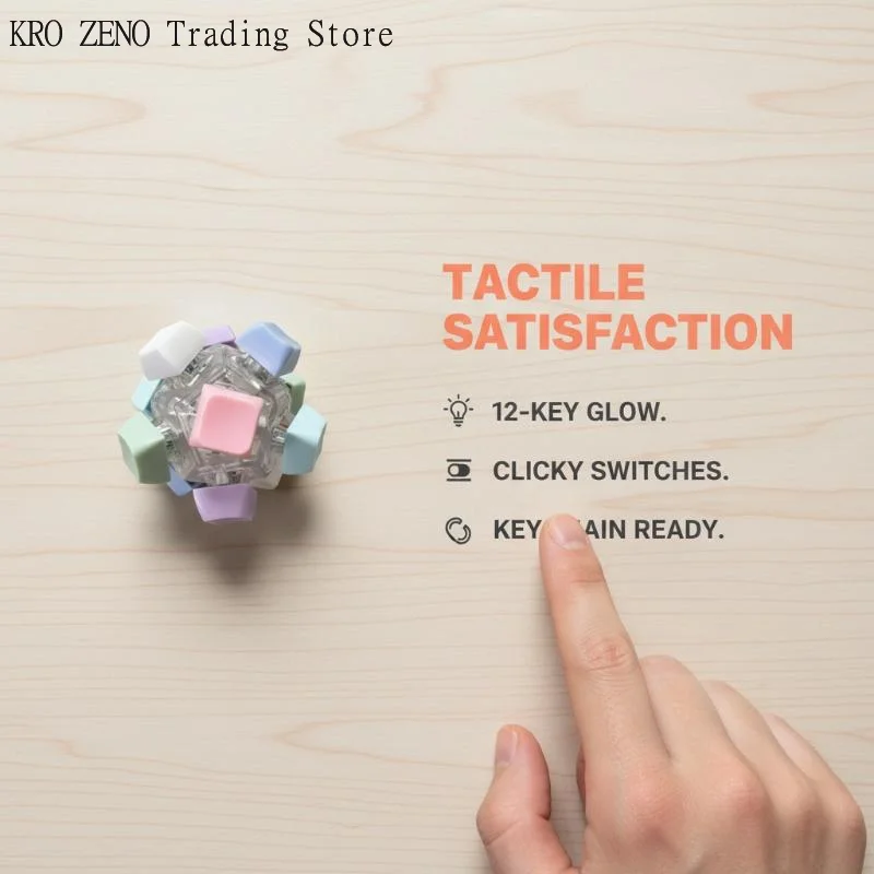 12 Key Fidget Finger Keyboard Magic Ball Keychain with LED Desktop Toy for Anxiety Focus Gift for Students
