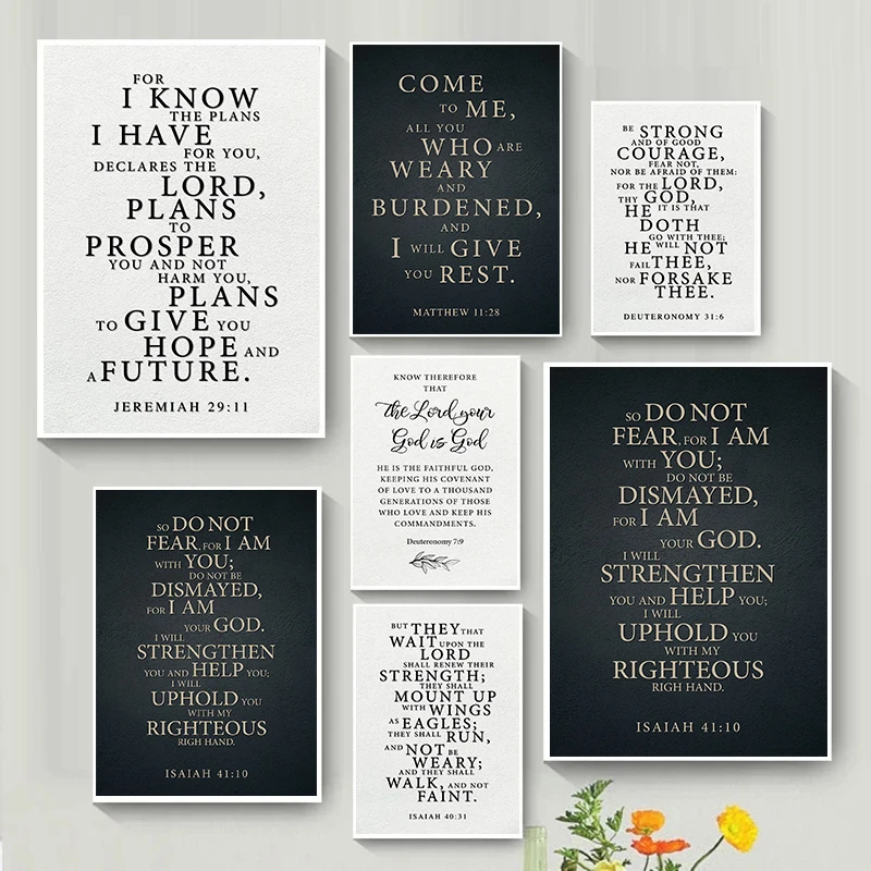 (2D Canvas Painting) Spiritual Bible Verse Proverbs Posters Text Incentives Modern Prints Canvas Painting Wall Art Pictures H