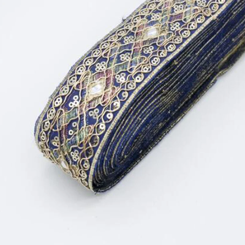 10yards Ethnic Embroidery Lace Tape Sequin Decoration Webbing Band DIY Sewing Trimming Fabric Ribbon Craft Garment Accessories