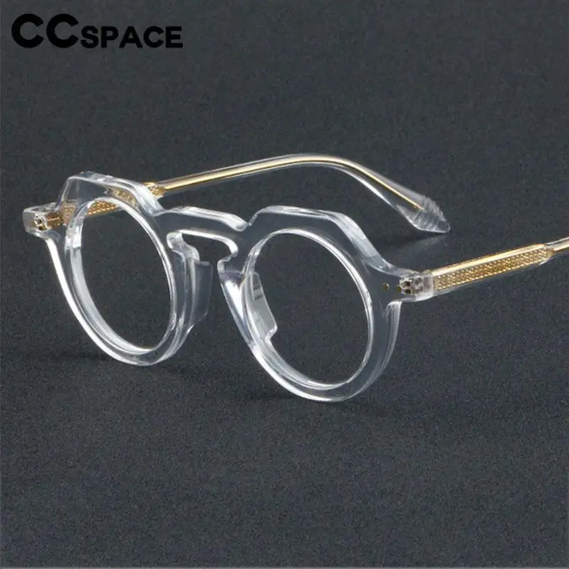 56936 Retro Round Acetate Universal Prescription Spectacles Frame Women Fashion Transparent Optical Glasses Frame