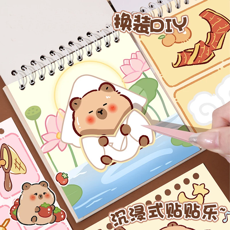 Kawaii Capybara Dressing Stickers Educatief speelgoed voor kinderen Stickers Pack Journaling Scrapbooking Benodigdheden Kindercadeau