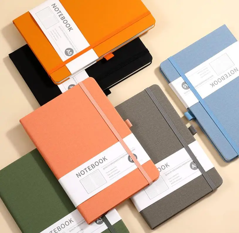 Hardcover Notebook, Simple Thick Office‑Use Journal with Elastic Band, Stationery Notepad