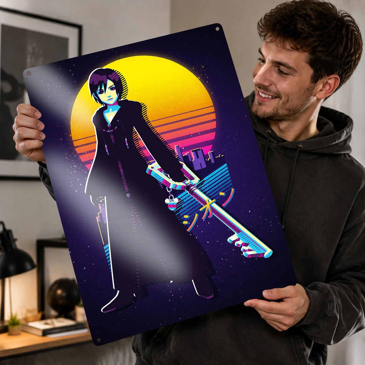 Póster con Textura Impresa en 3D de Kingdom Hearts Xion, Arte de Pared Personalizado, Letreros Metálicos Retro para Decoración Vintage de Habitaciones y Hogar
