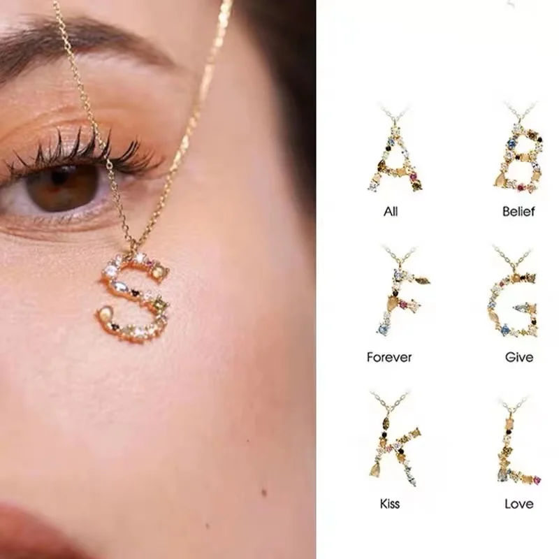 

New 925 Sterling Silver Letter Necklace Simple Personality Name Initial Pendant Choker Birthday Party Gift Exquisite Jewelry