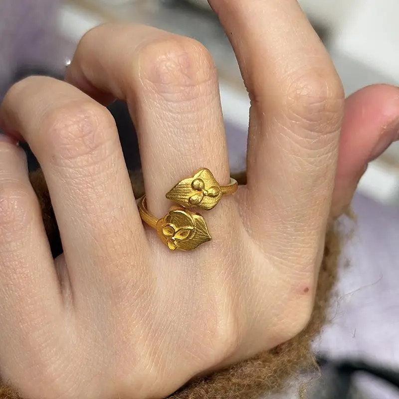 Classic and minimalist lotus bag Maple Leaf rings for women Light Luxury Charms ring Opening Simple banquet Jewelry Gifts