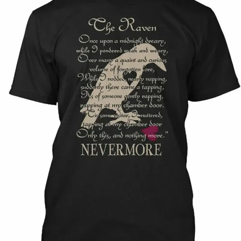 Edgar Allan Poe Raven Once Upon A Midnight T Shirt Made in USA Size S to 5XL