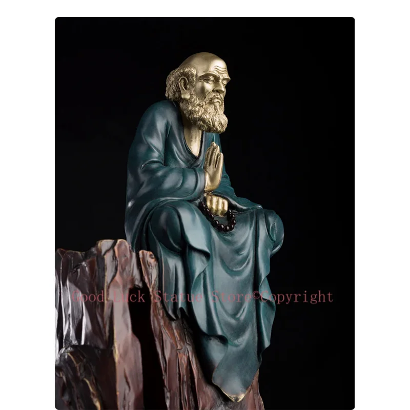 37CM large home office living room Elegant Chan Taoism art India Damo Master Bodhidharma Decorate Buddha statue brass Sculpture