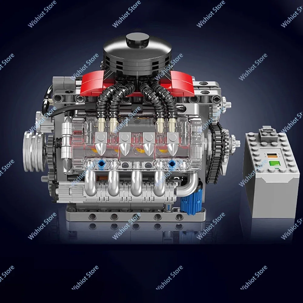Mould King 10171 LSX454 V8 Engine Motorized Simulation Model Electrically Drive Building Blocks Technical Car Parts Toys Gift