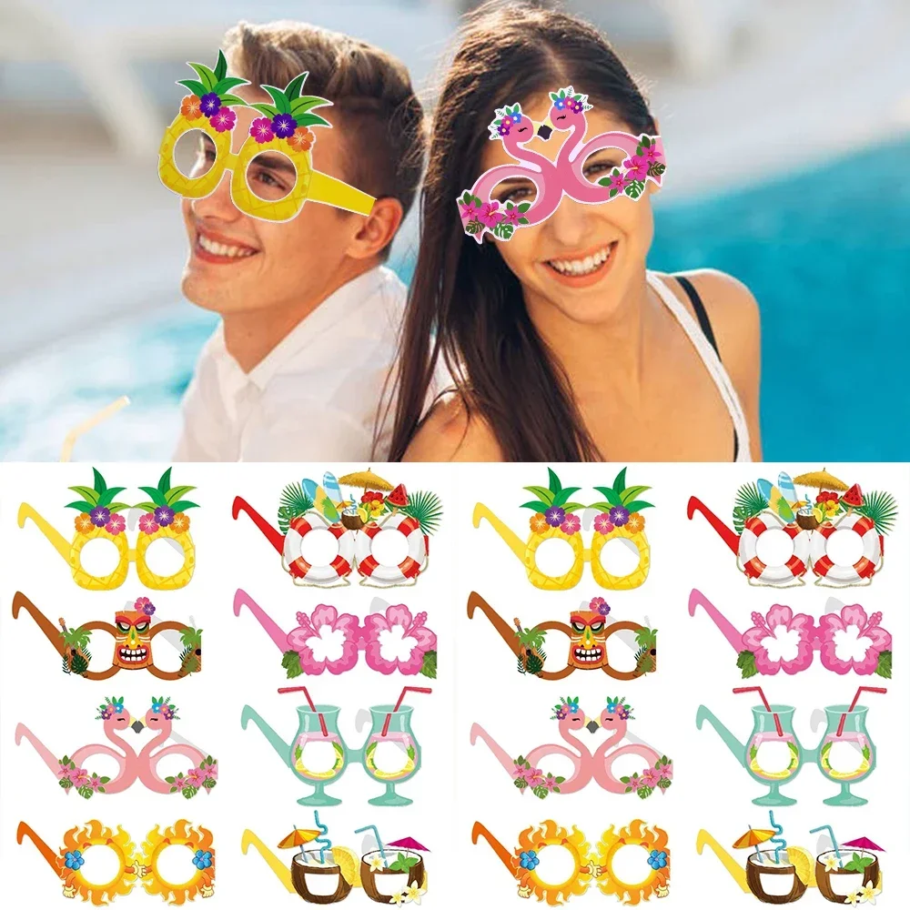 Hawaii Party Decorative Glasses Beach Funny Pineapple Flamingo Paper Photograph Glasses Tropical Luau Hawaiian Party Decorations