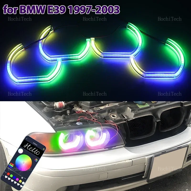 

For BMW 5 SERIES E39 1997-2003 Dynamic DTM Style RGB Light Rings App control DRL LED Angel Eyes Kit with turn signal