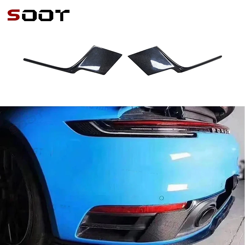 

Для Porsche Carrera 911 992 2019-2023 задний бампер из углеродного волокна, нож ветра и тувер, боковой спойлер, крышка багажника автомобиля, выхлопная система кузова