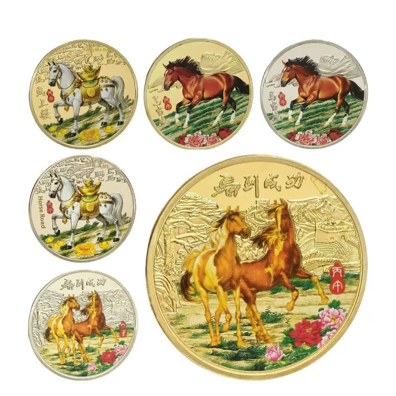 2026 سنة الحصان عملة تذكارية زودياك الحصان الذهب والفضة عملة 2026 السنة الجديدة تذكارية 40 مللي متر الحيوان الميمون الحصان #2
