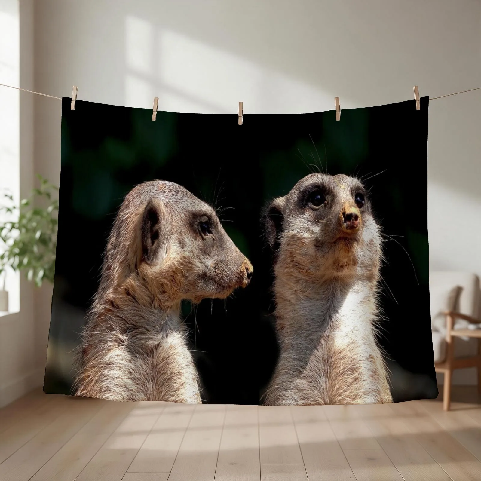 Meerkats Throw Blanket Sofa bed plaid Shaggy Thin Blankets