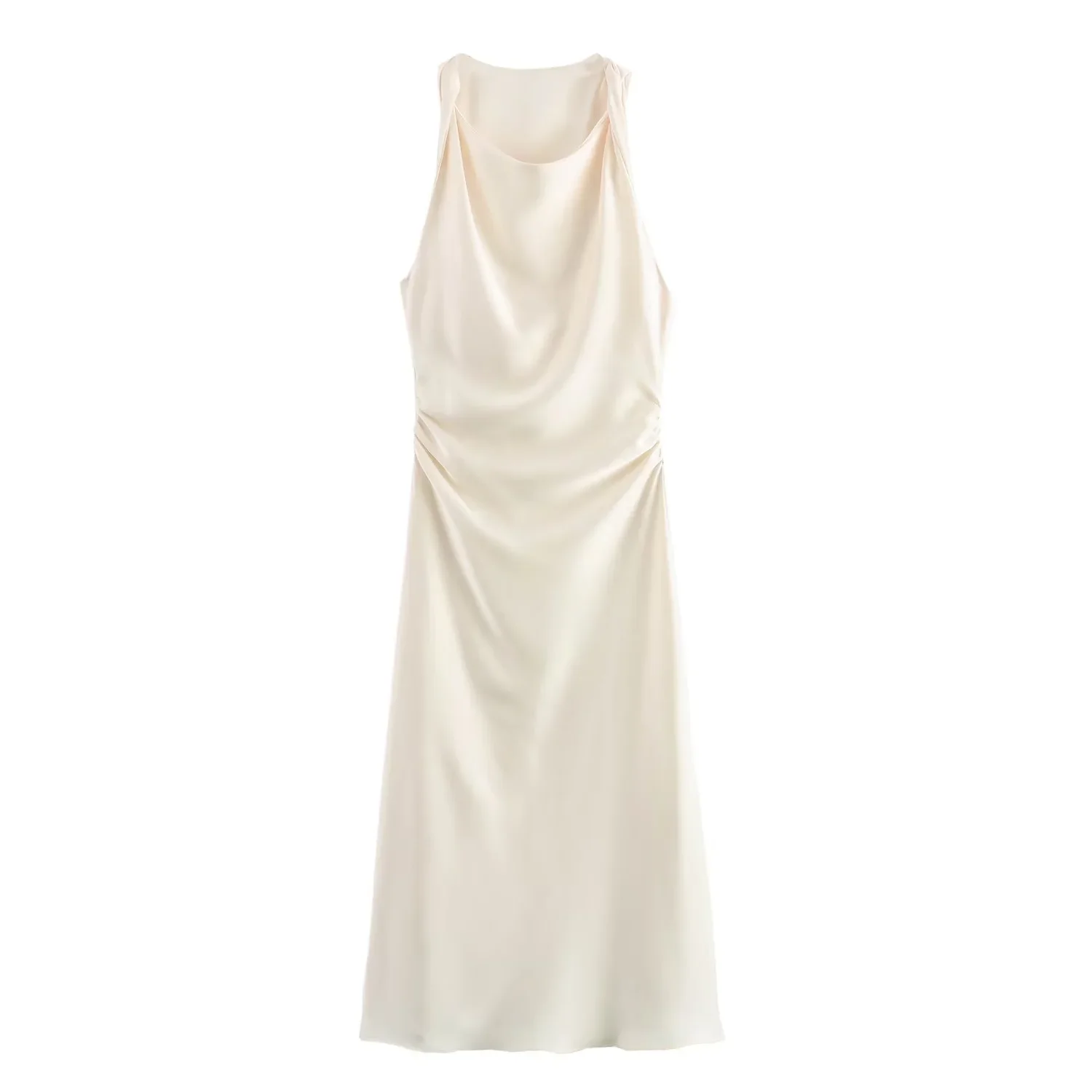 Zomerjurken van satijn voor dames 2026, slip midi jurk, sexy avondjurk, mouwloos, elegante jurken voor vrouwen